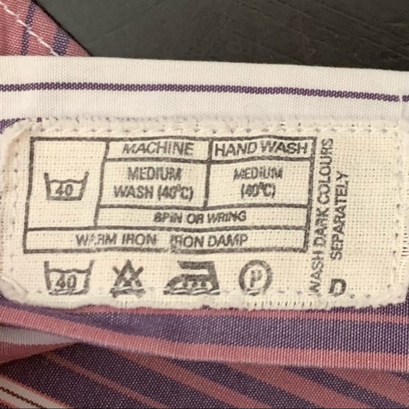 THOMAS PINK 100% Cotton Striped Button Up Shirt Plum White - Picture 12 of 16